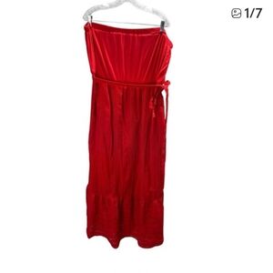 New York & Company Red Strapless Maxi Dress